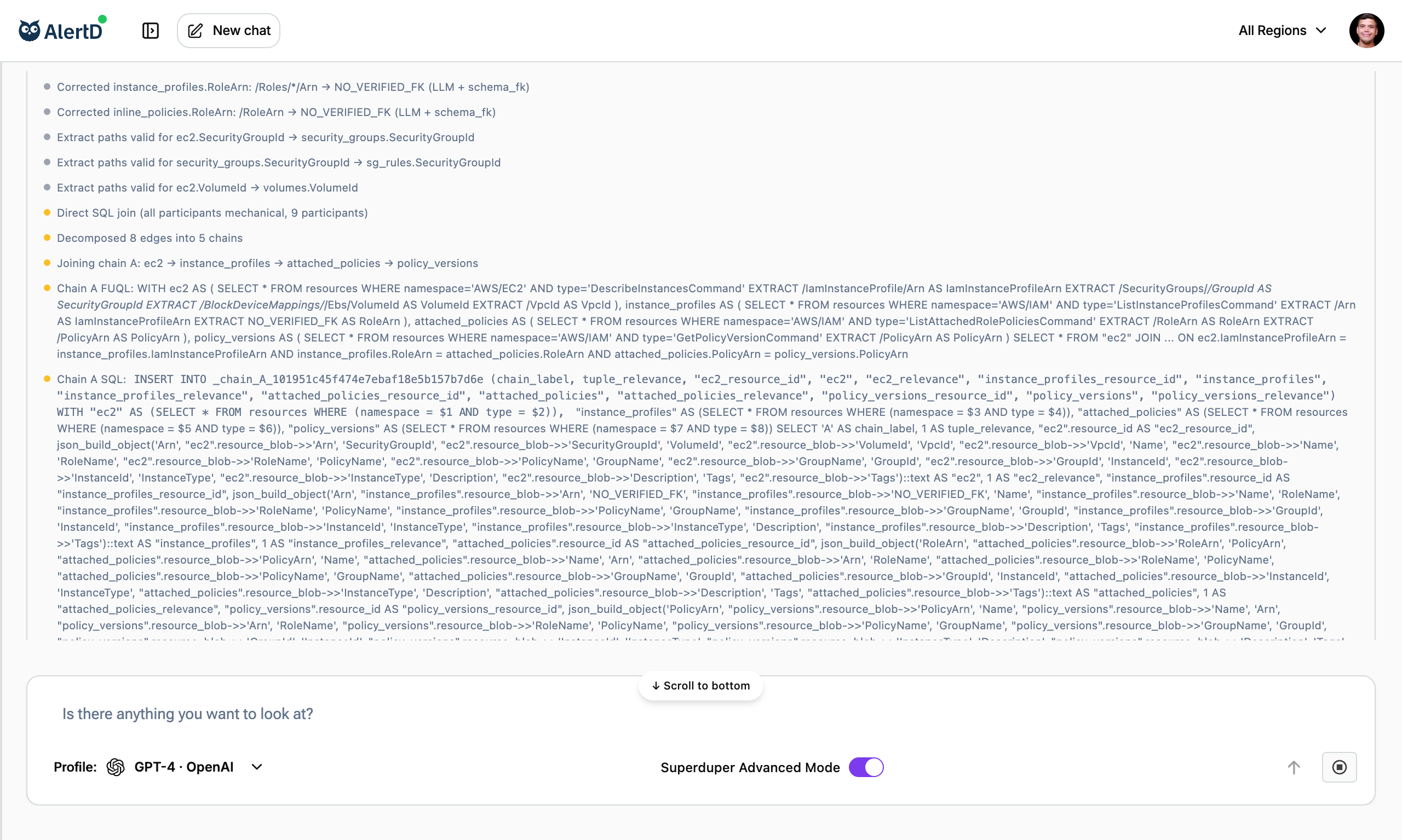 Generated FUQL and SQL queries for cross-resource analysis