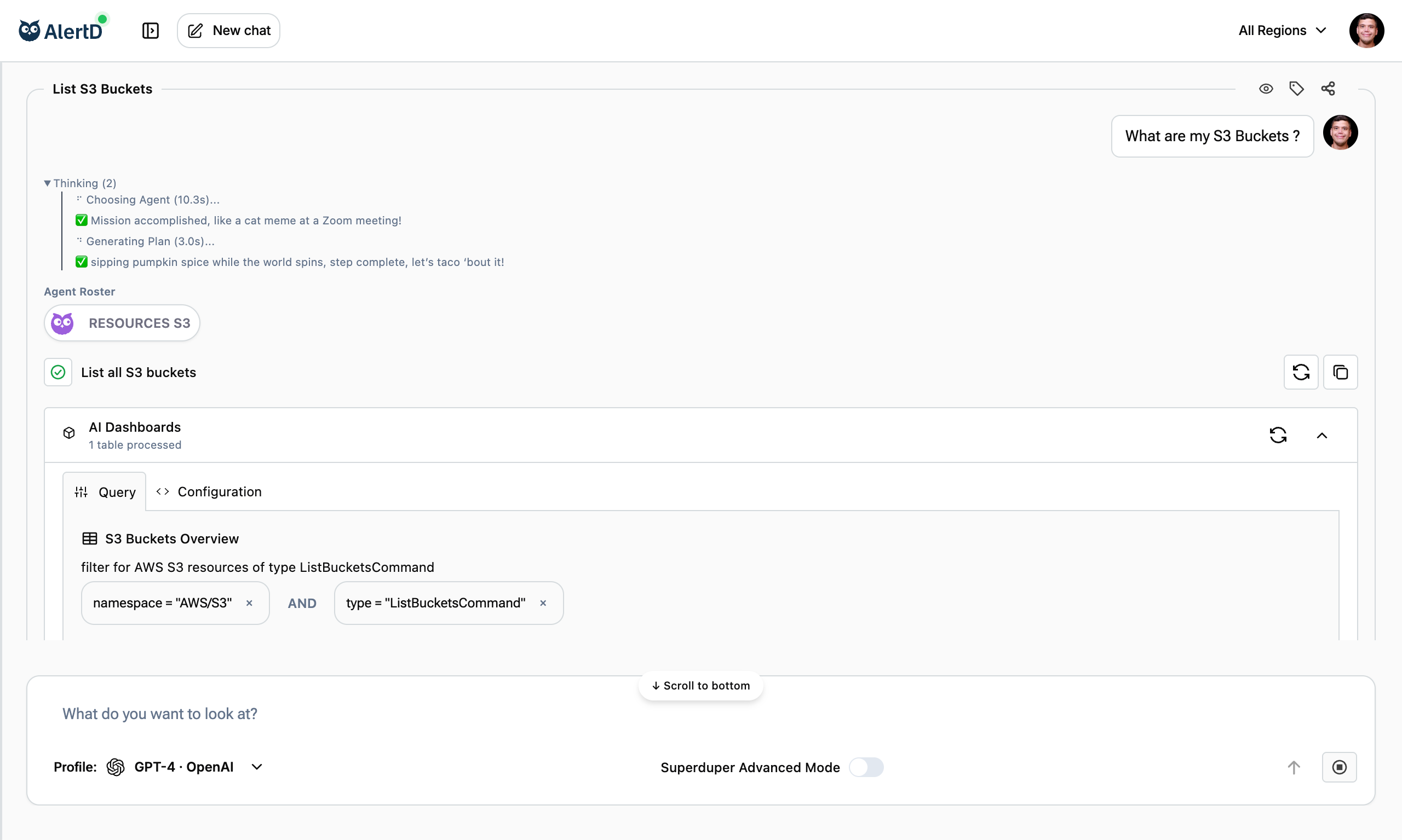 Execution plan UI showing step-by-step breakdown